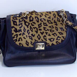 Violeta by Mango Medium, Black Leather Shoulder Bag